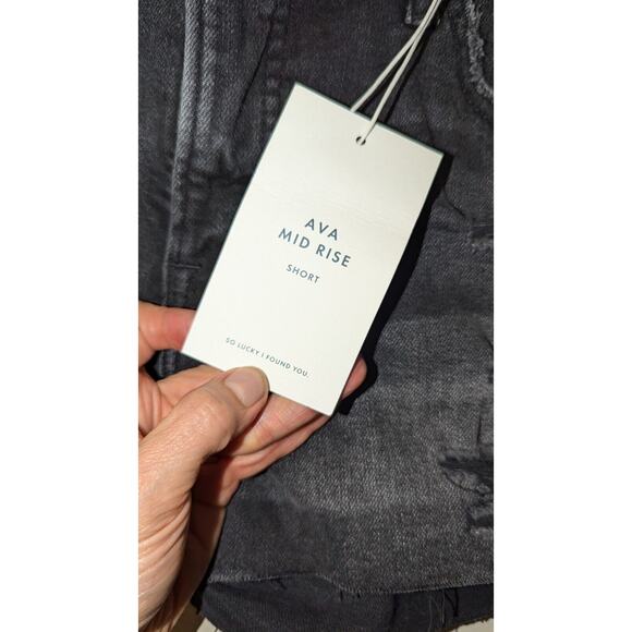 Lucky Brand Black Jean Ava Mid rise Shorts Raw Hem Size 8 - Picture 8 of 9